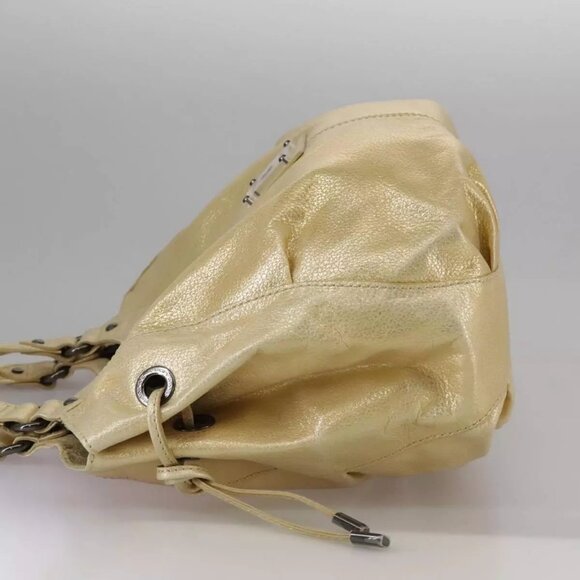 BURBERRY Hand Bag Leather Gold Auth ti2578 - Picture 4 of 14